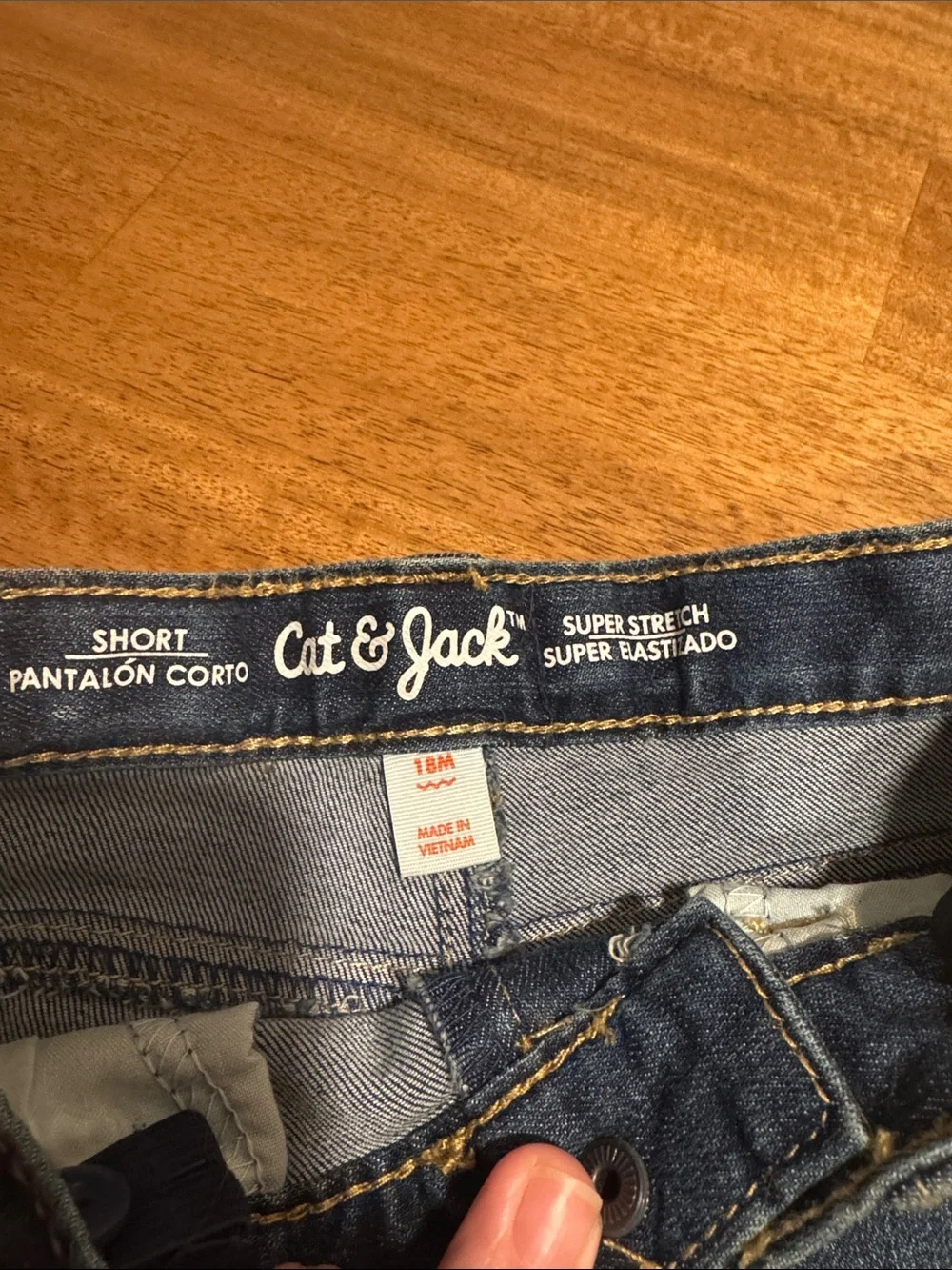 Cat & Jack Dark Blue Denim Shorts with White Lace Trim